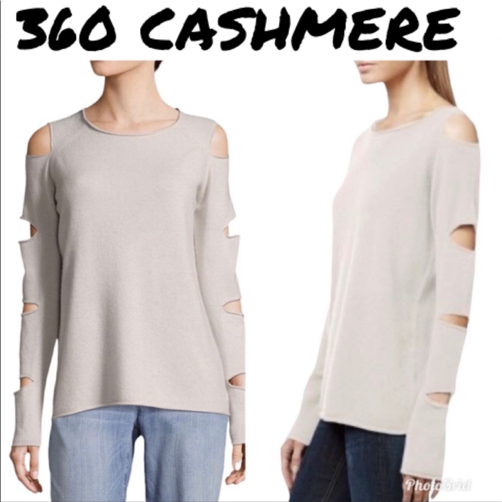 360 Cashmere Cream Cutout Cashmere Sweater Extra Small - Picture 1 of 11